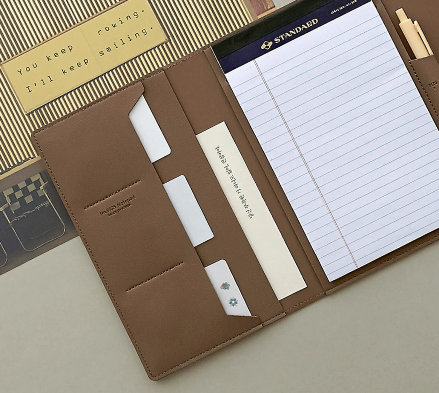 Vegan Leather A5 Notepad & Pen Organizer Set