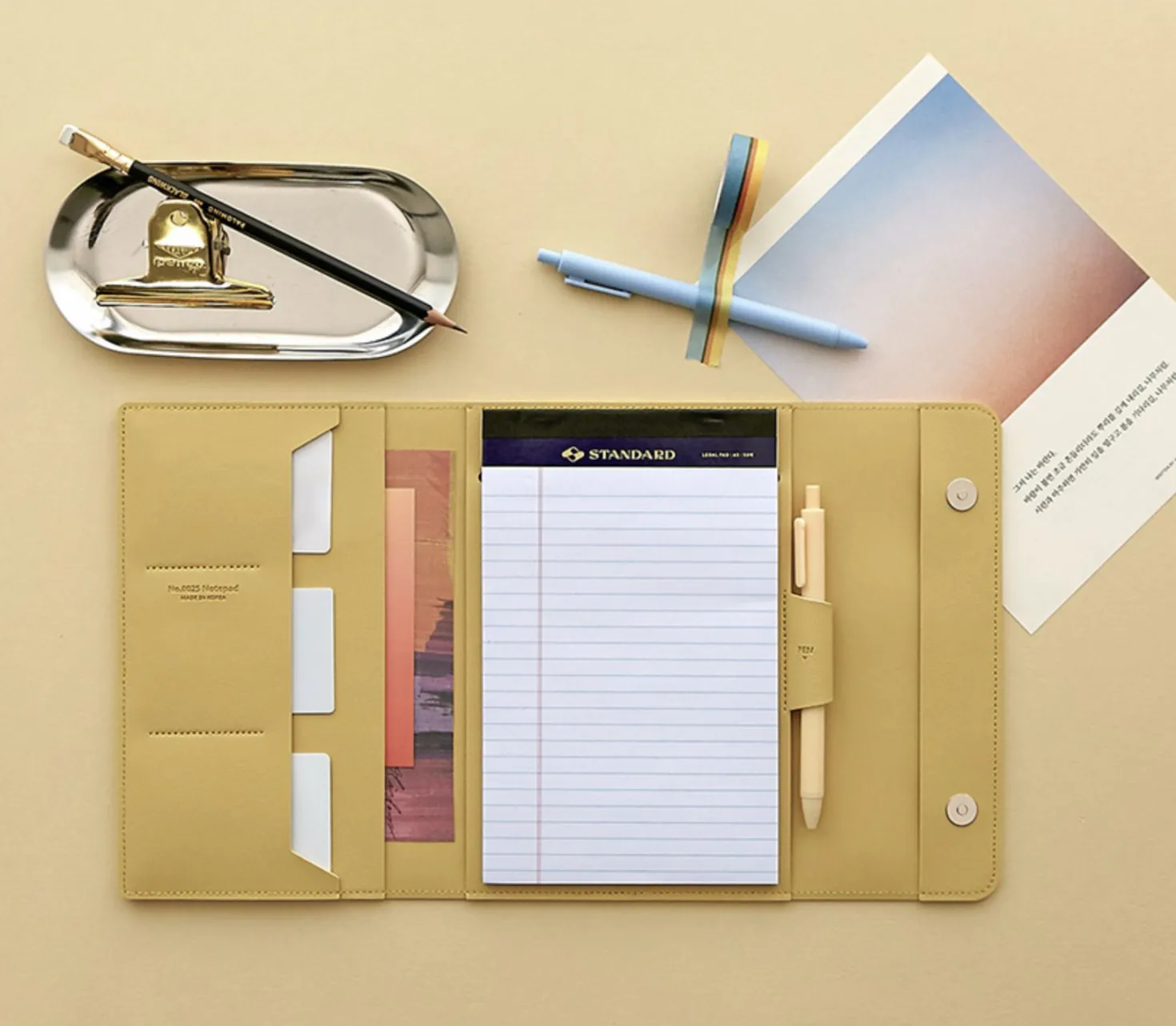 Vegan Leather A5 Notepad & Pen Organizer Set