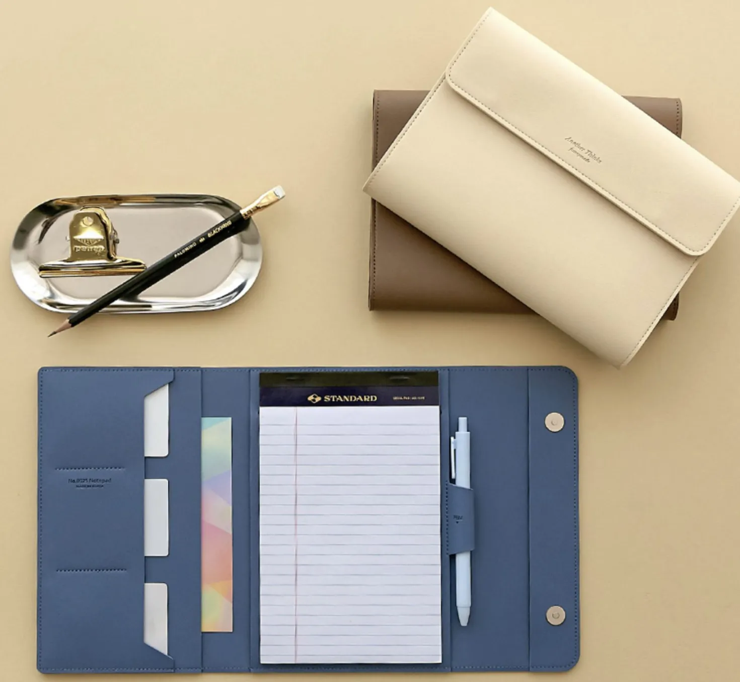 Vegan Leather A5 Notepad & Pen Organizer Set