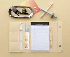 Vegan Leather A5 Notepad & Pen Organizer Set