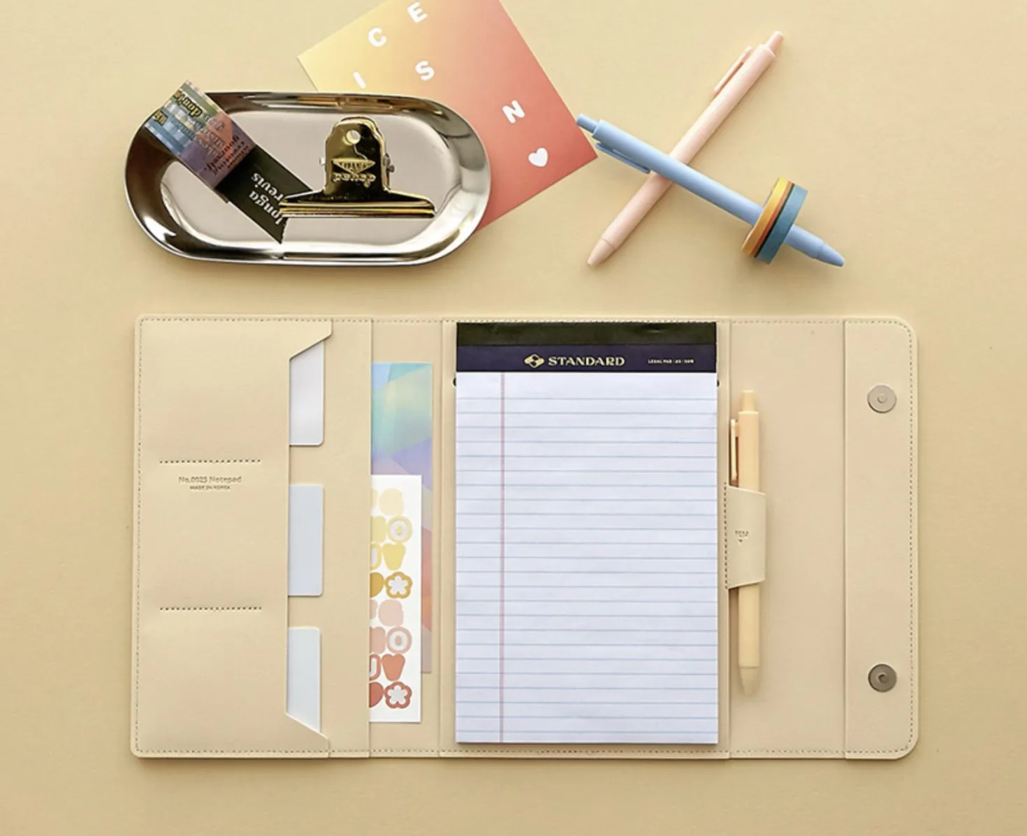 Vegan Leather A5 Notepad & Pen Organizer Set
