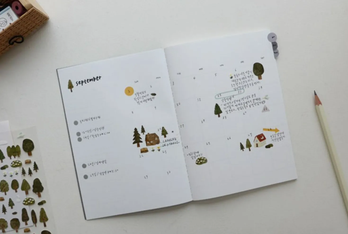White Stitched Monthly Planner